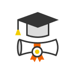 Illustrative drawing of a graduation hat with a diploma