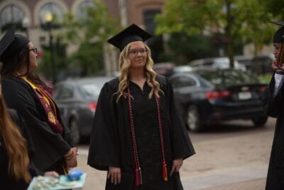 Graduated student waring a graduation hat