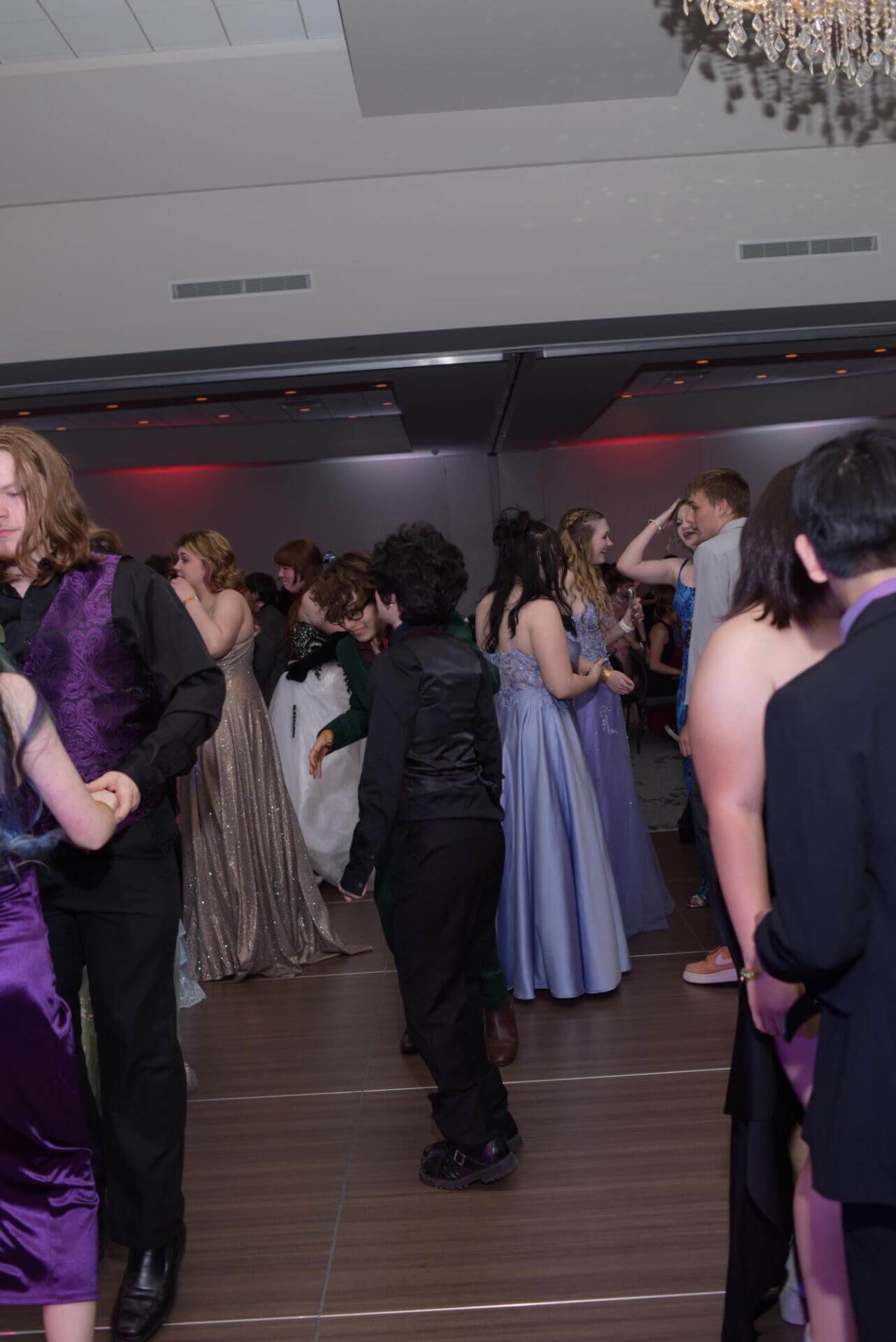 Girls wearing dressed next to their dates