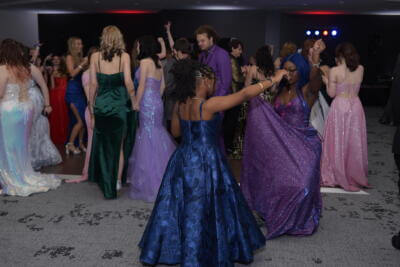 Two young girls dancing together