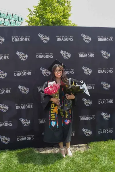 girl smiling after graduation