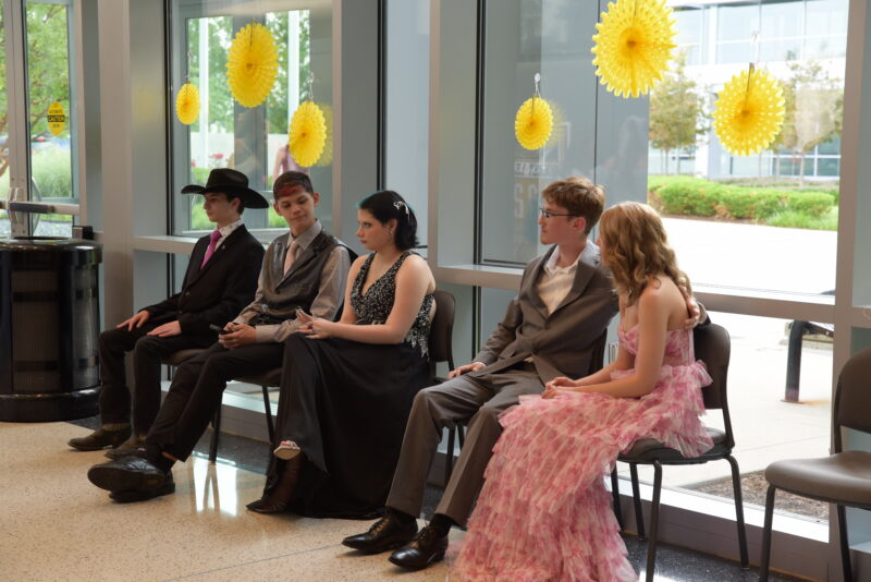 Students at reception waiting to enter the prom